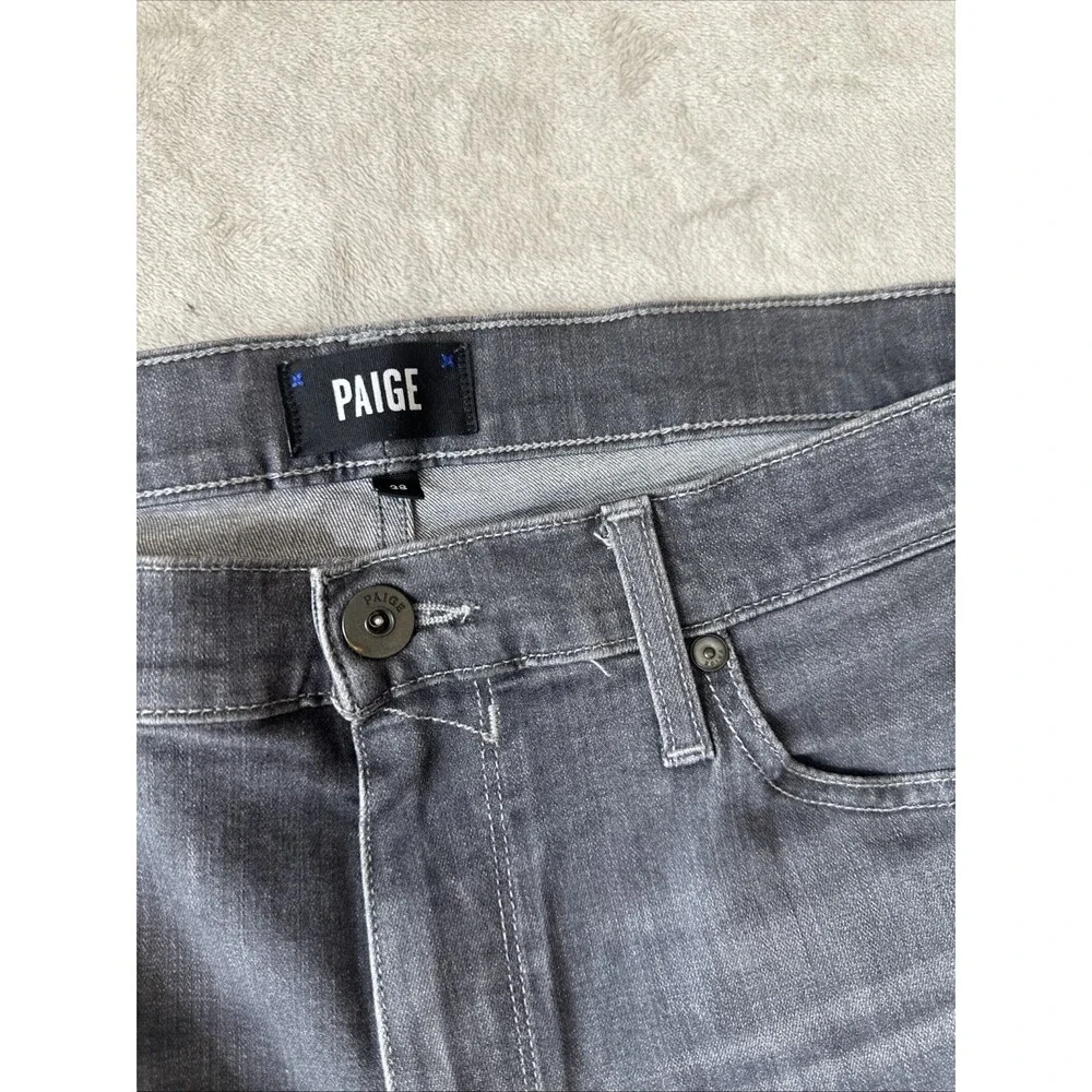 PAIGE Federal 32 Mens Gray Straight Leg Jeans 38x32 Stretch Designer Denim